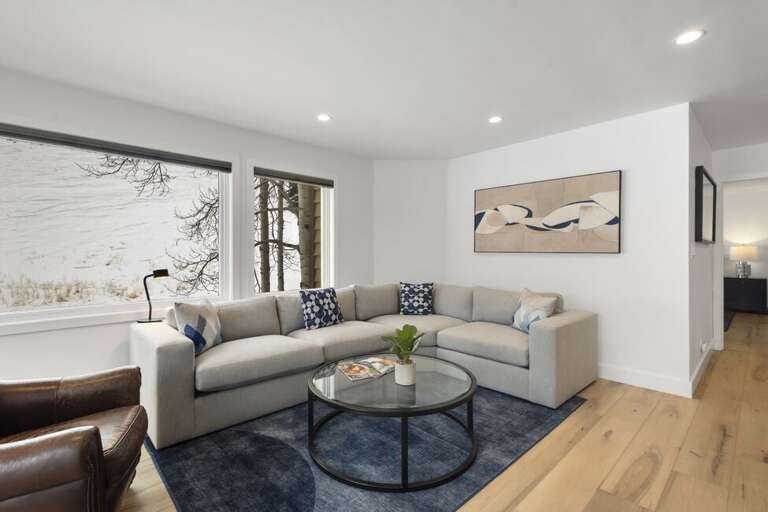 Lots of couch space to lounge after a long day of skiing.