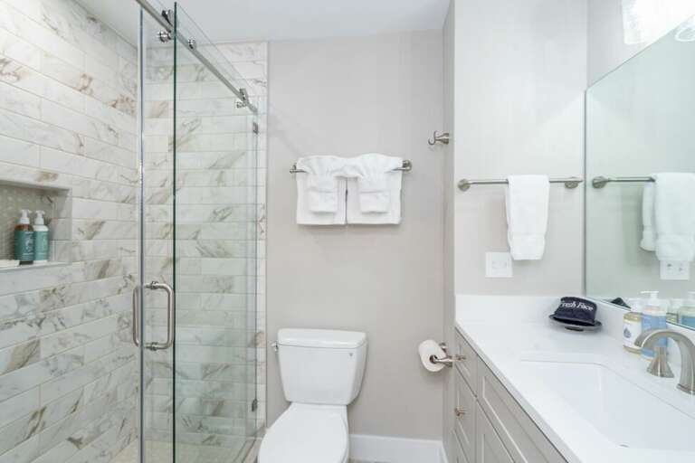 A beautifully remodeled bathroom for a fresh clean feel with heated floors!