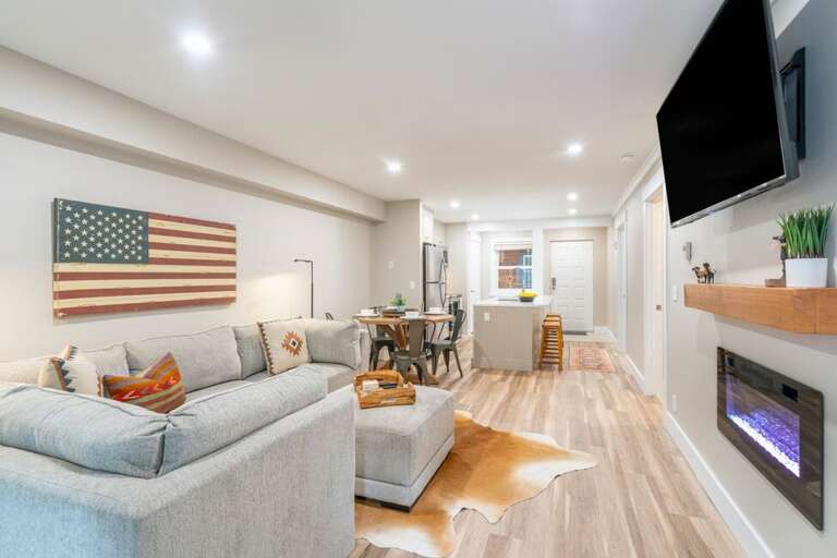 Cozy up by the fireplace and relax after a long day on the mountain. There is an additional piece