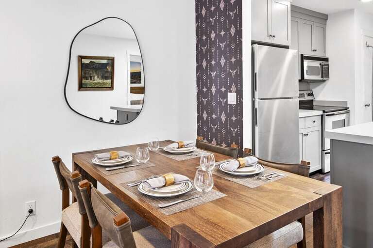 Dining Table seats four.