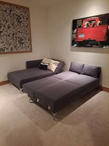 The media room/bedroom. The sofa folds down to be a large sleeper sofa, potentially sleeping 2-3 kids.