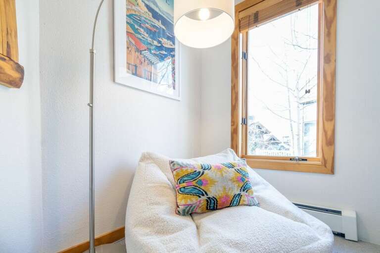 Cozy up with a good book between adventures in the bunk room. Cozy up with a good book between adventures in the bunk room.