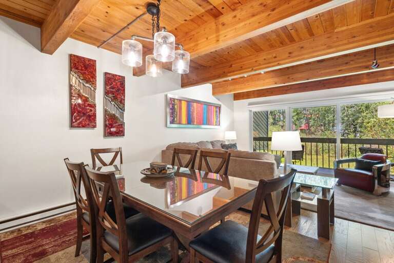 Dining table seats 6.