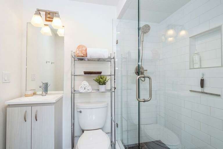 Rejuvenate between adventures in the updated shower. The bathroom features heated flooring for added comfort.