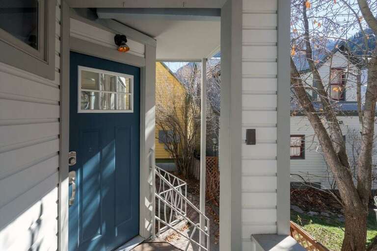 View of the front door from outside.