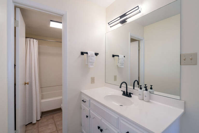 This en suite bathroom is on the second level