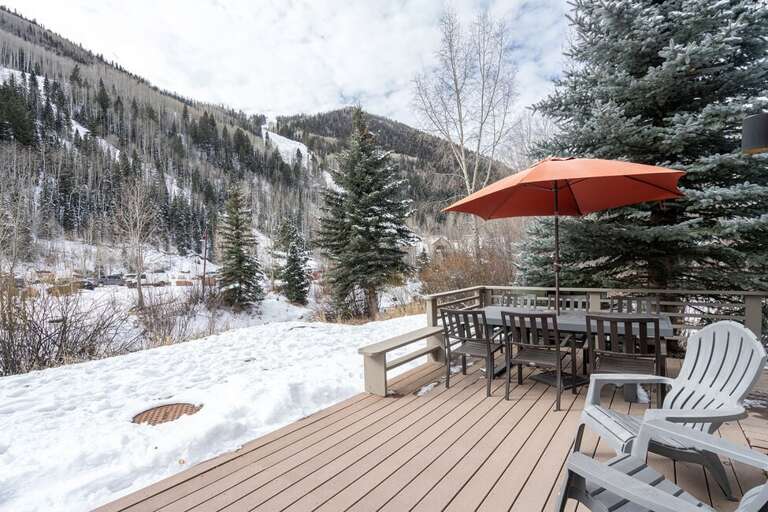 Viking Lodge 100A offers this 900 square foot deck you can enjoy any time of the year!