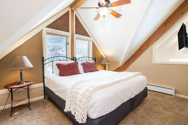 The second level of the unit features a large room with King bed. Upon request this king bed can be converted into two twins.