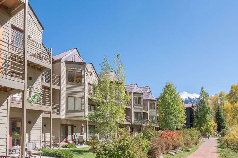 The Viking Lodge sits directly on the San Miguel River in Telluride, Colorado.