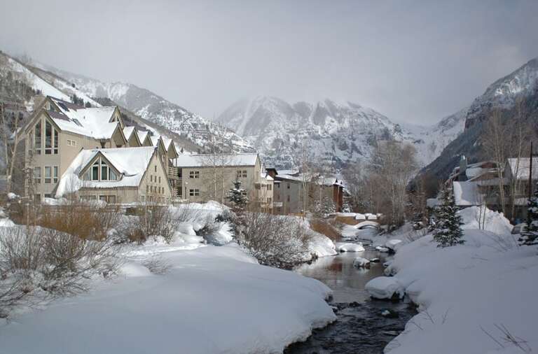 The Viking Lodge sits right on the San Miguel River in Telluride town. The Viking Lodge sits right on the San Miguel River in Telluride town.