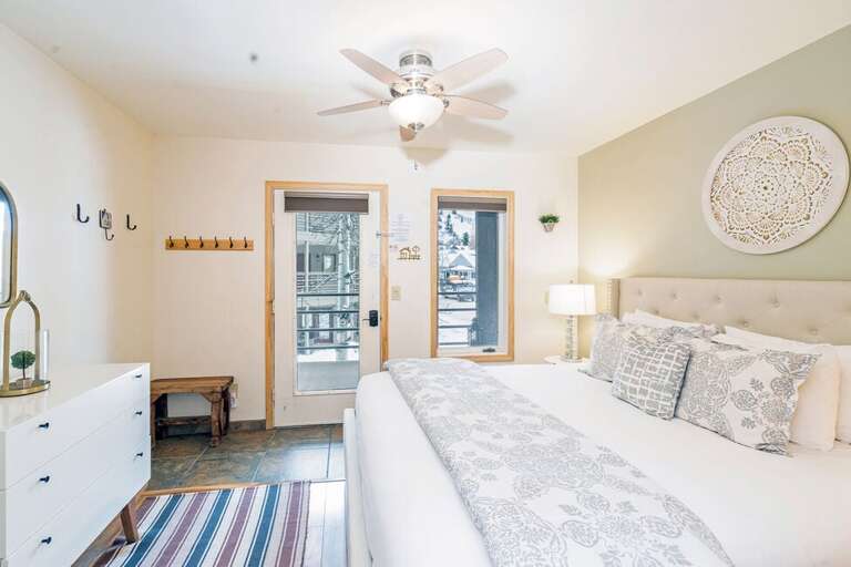 You walk directly into the bedroom when you enter the condo.