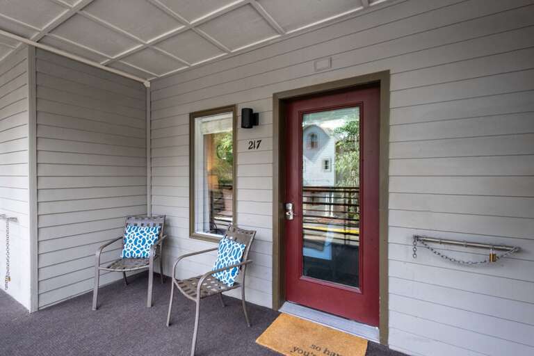 Enjoy a cozy front sitting area that offers peaceful views of the mountains.