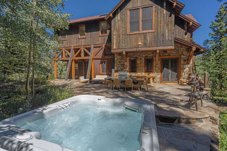 Private hot tub nestled in the pine trees of Mountain Village.