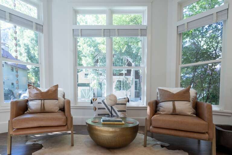 This beautifully designed, cozy family room offers guests the perfect space, a true mountain retreat.