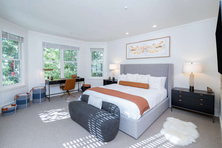 Second floor Primary California King Bedroom with ensuite bathroom.