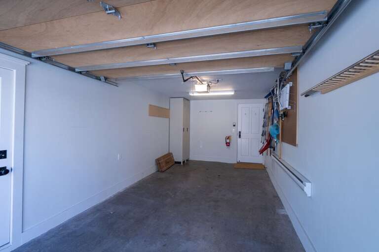 This garage allows parking for one car as well as entry into the  the mudroom/laundry area.