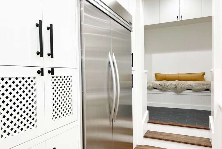 Restaurant grade refrigeration and well as ample storage and cupboard space.