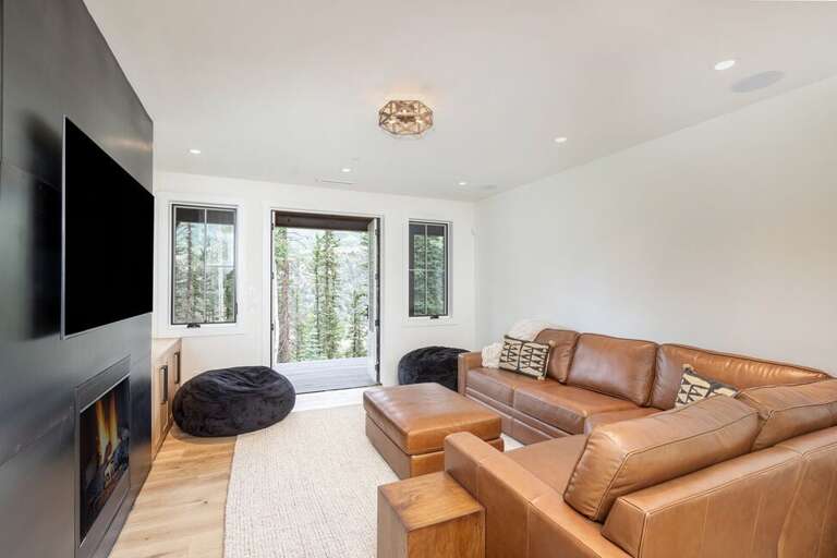 This Bottom level media room is perfect after a long day exploring Telluride! Watch a movie or play games with the family.