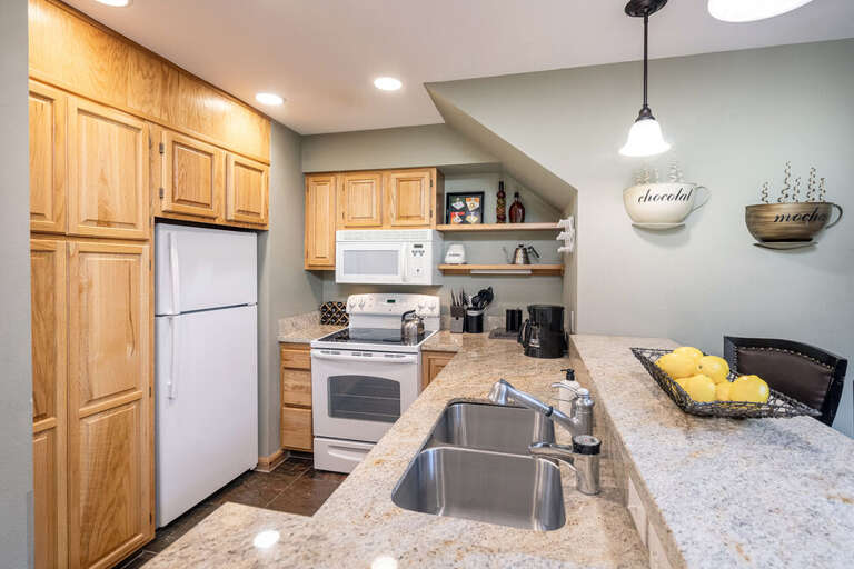 Fully stocked kitchen for all your cooking needs.