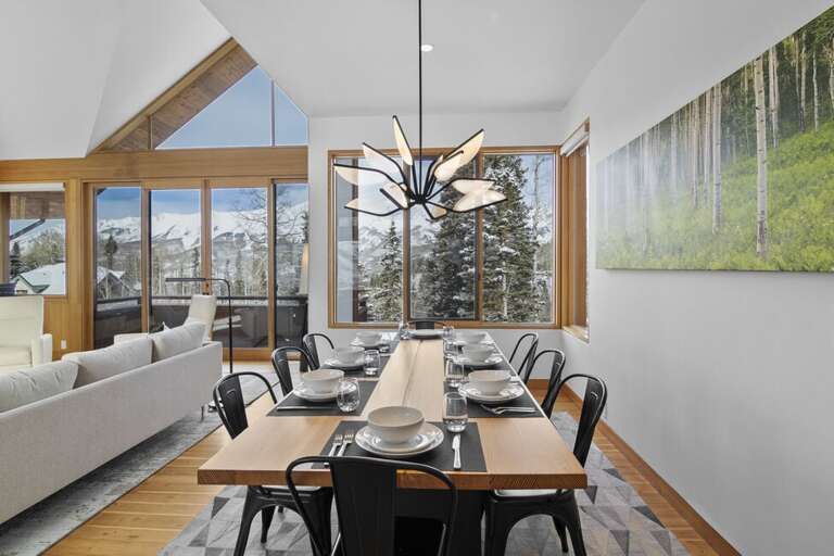 Enjoy stunning views of the surrounding mountains as you gather around for dinner.