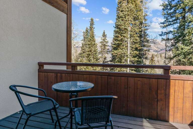 Guest Room One features a private deck area for taking in the views or enjoying some outside time.