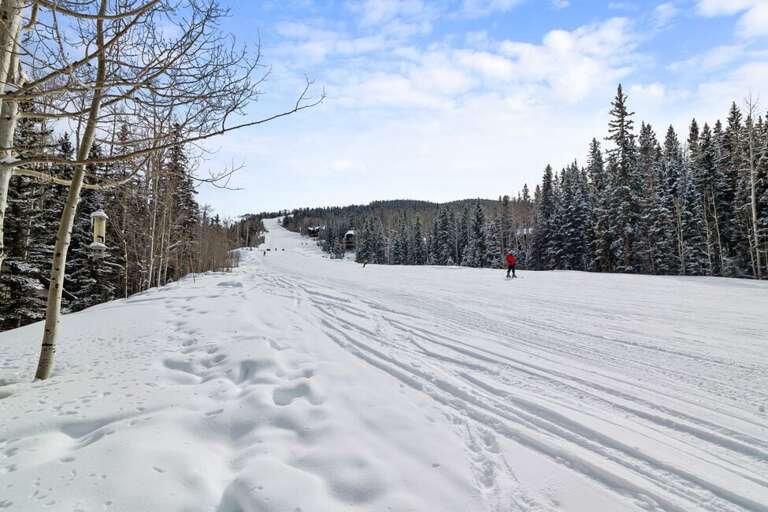 Sundance blue run ski-in/ski-out straight to the back deck of the house.