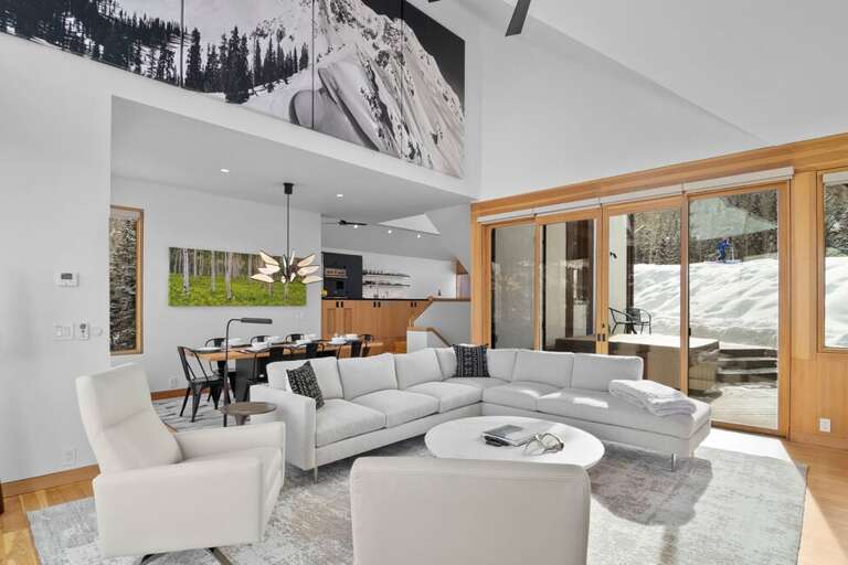 The top floor features an open plan living area with direct, 10 step access to the Sundance ski run.