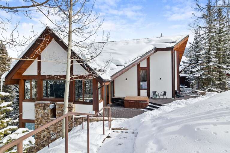View from Sundance Ski Run onto the deck and hot tub.