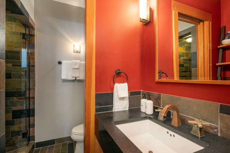 Full bathroom on the 3rd level with shower only. Full bathroom on the 3rd level with shower only.