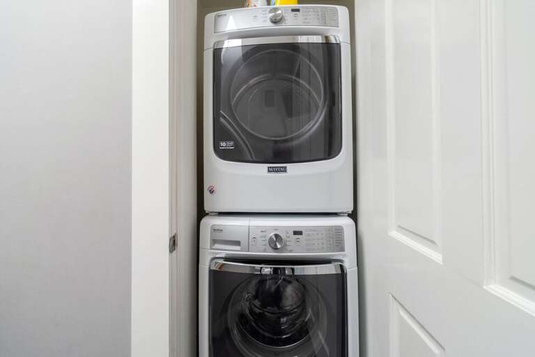 This unit features a stackable washer and dryer.