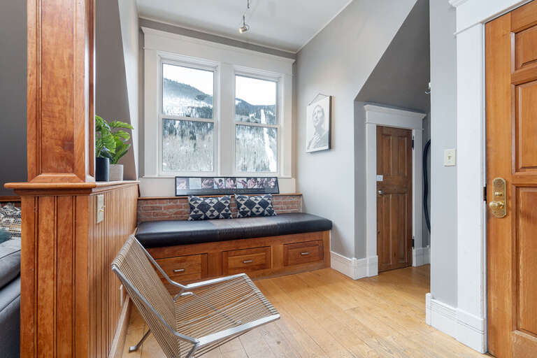 Open coat and storage area upon entering the unit.  Great place for gear and Jackets, skies and boots.