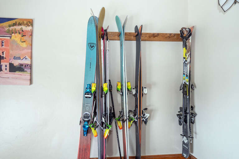 A first come first serve ski rack storage is located in the stairwell before entering the unit.  Any Additional storage can be found in the unit.