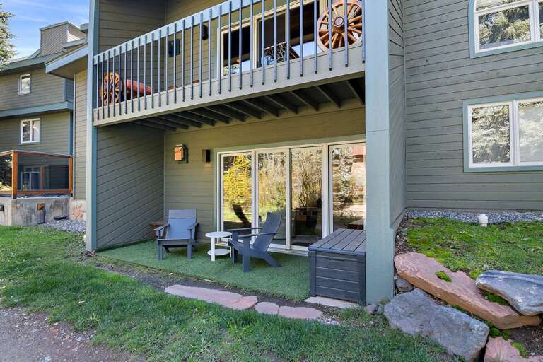 Great covered porch off the living room that is just steps from the river. Great covered porch off the living room that is just steps from the river.