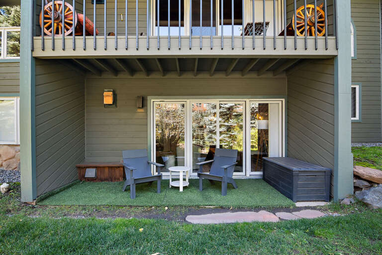 Great covered porch off the living room that is just steps from the river, enjoy a beverage while listening to the river.
