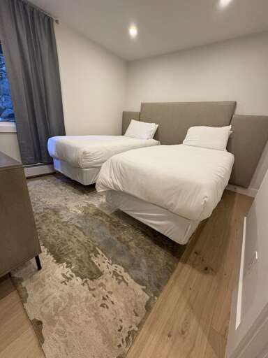 Guest Room features twin beds that can be converted to a king upon request. Guest Room features twin beds that can be converted to a king upon request.