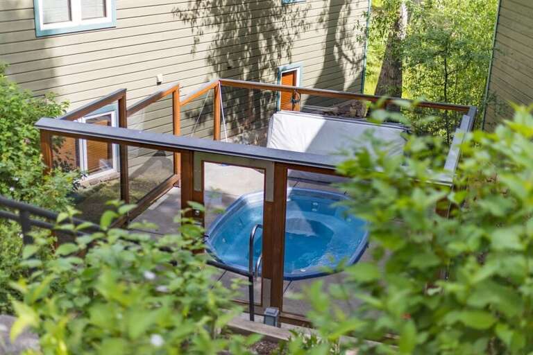 The Riverside condos feature communal hot tubs for guest use.