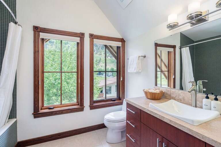 The Primary ensuite is spacious with amazing views and ample vanity space.