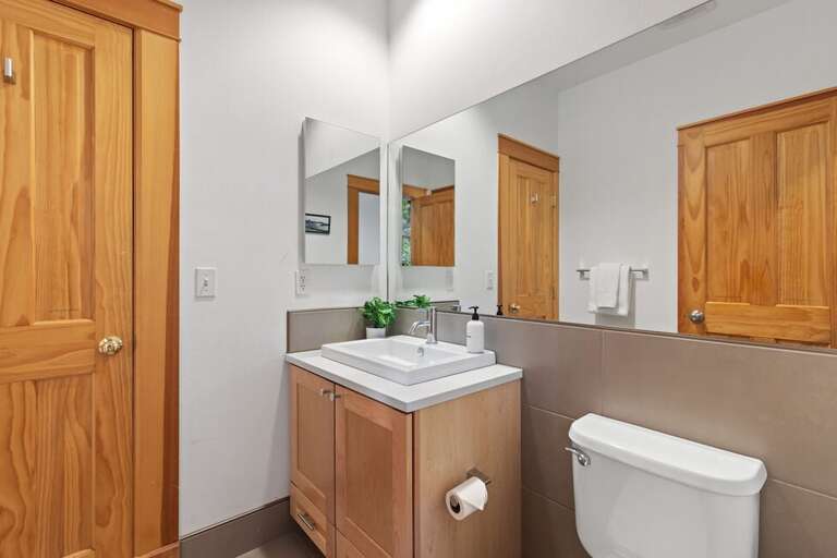 Shared Bathroom is attached to the Guest room and the Family area and features step-in shower and single vanity.