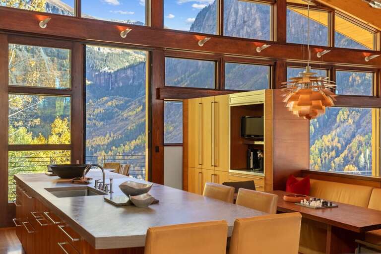 Incredible mountain views from the huge windows from gourmet kitchen.