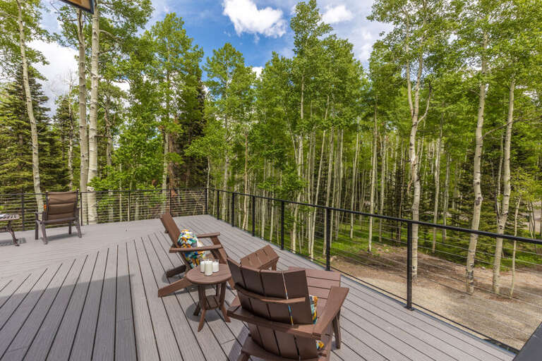 Enjoy the views from the huge deck space. Enjoy the views from the huge deck space.