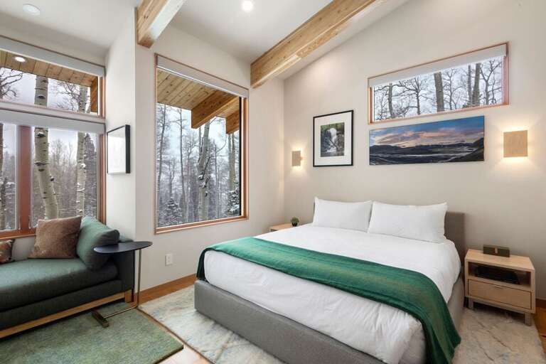 The Primary Suite is located on a private floor overlooking the aspen forest.