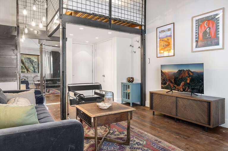 Ample space for all you gear, high ceilings and cozy loft with Queen overlooking living and Dining area. Ample space for all you gear, high ceilings and cozy loft with Queen overlooking living and Dining area.