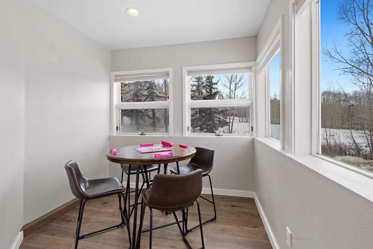 off family room is a little game nook where you can enjoy the views or play games.