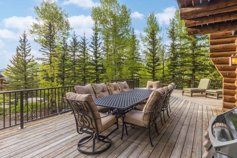 Large table seats 10 perfect for a sunset dinner.