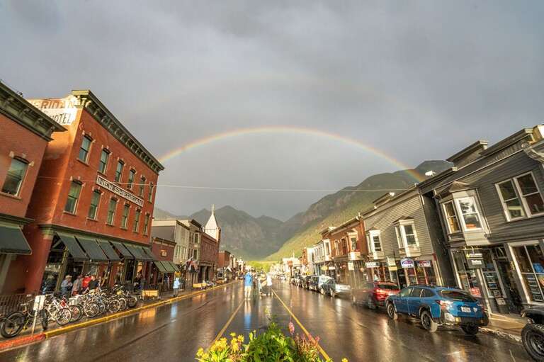 Rainbow season in downtown Telluride.