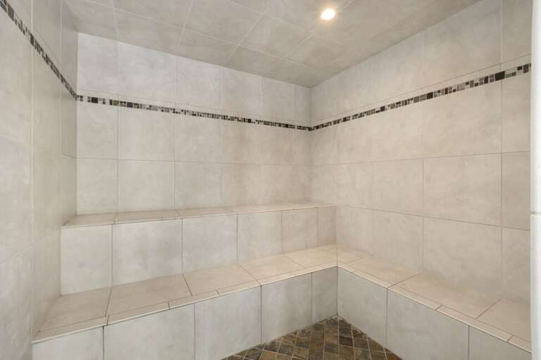 Inside the hot tub area's sauna.