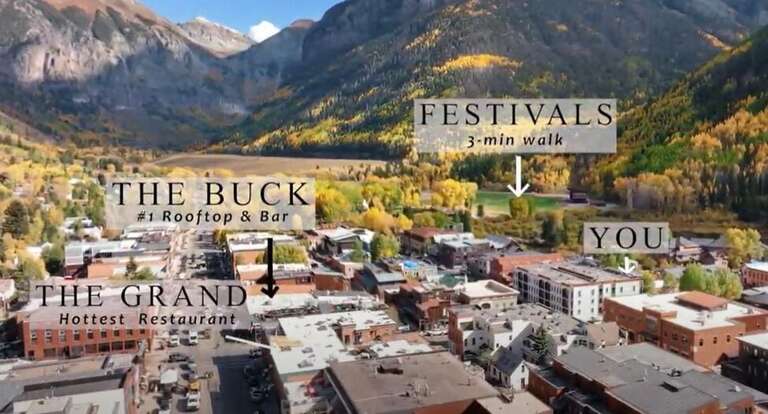 Arial views of Fall Line Condo Complex in regards to locations in town.