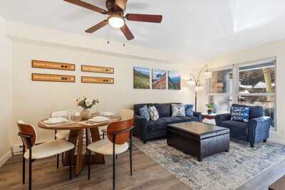 Relax in this newly renovated 2-bedroom condo with a private deck and shared hot tub — ideal for unwinding after a day of adventure.