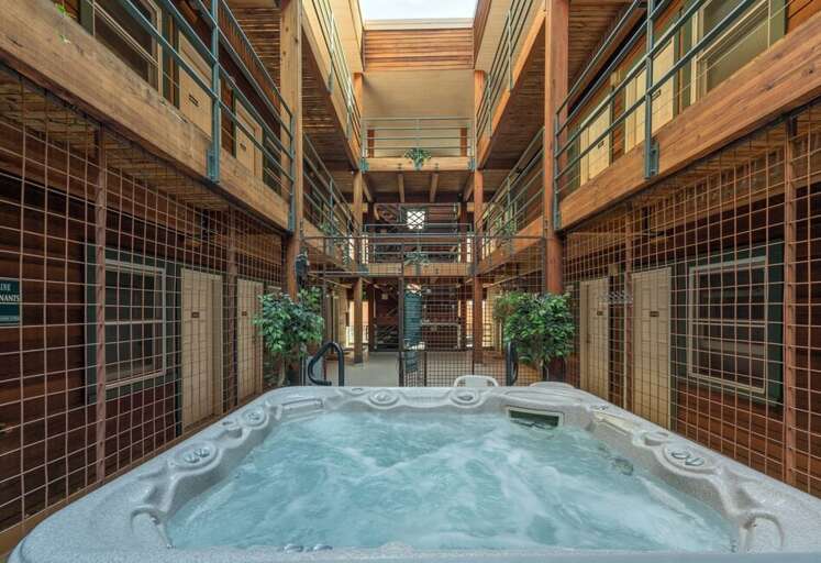 Spacious shared hot tub-perfect for a fun day after your adventure.