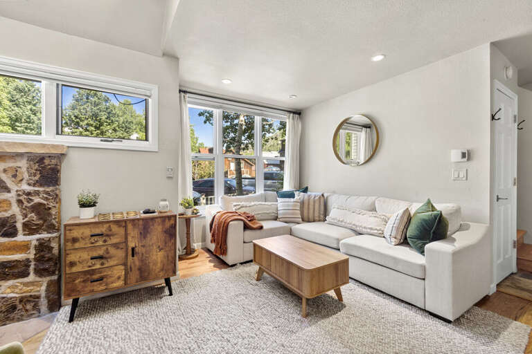 Cozy living area perfect for family time, movie night and relaxing after a fun day in the mountains.